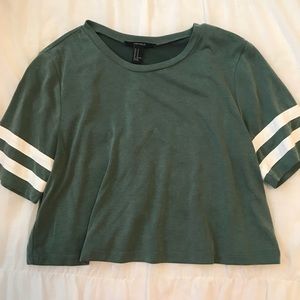 Green & White crop top